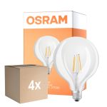 Multipack 4x Osram LED Superstar E27 Globe G125 Filament Clear 11W 1521lm - 927 Extra Warm White | Best Colour Rendering - Replaces 100W