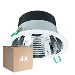 Multipack 4x Philips LED Downlight Coreline DN142B Aluminium White 11W 1200lm 60D - 830 Warm White | Cutout 155mm - IP20 - UGR<19