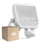 Multipack 4x Ledvance LED Floodlight Aluminium White 41W 6000lm 100D - 840 Cool White | IP65 - Motion And Light Sensor - Symmetrical